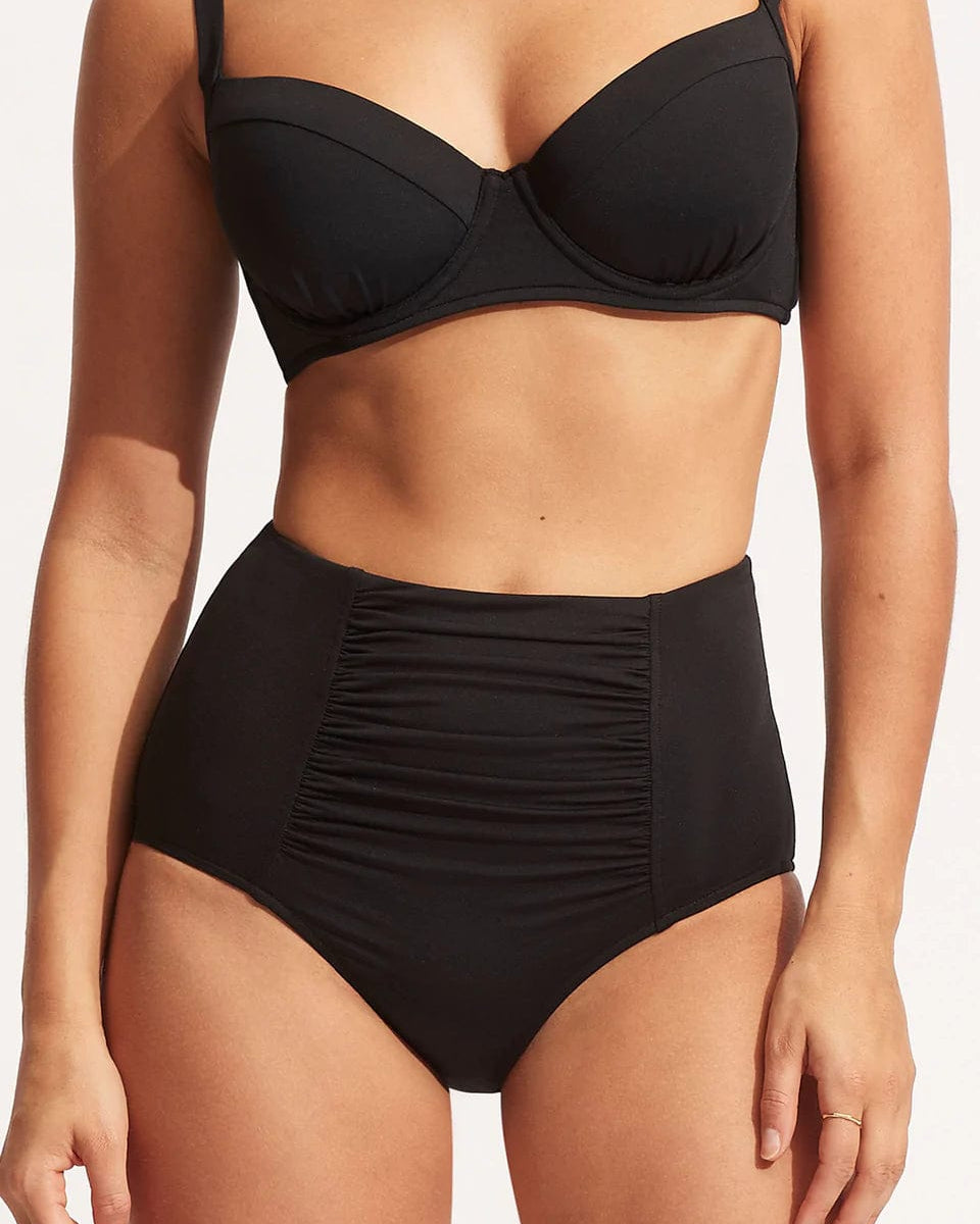 Seafolly Collective High Waisted Pant - Black Splash Swimwear Bikini Bottoms