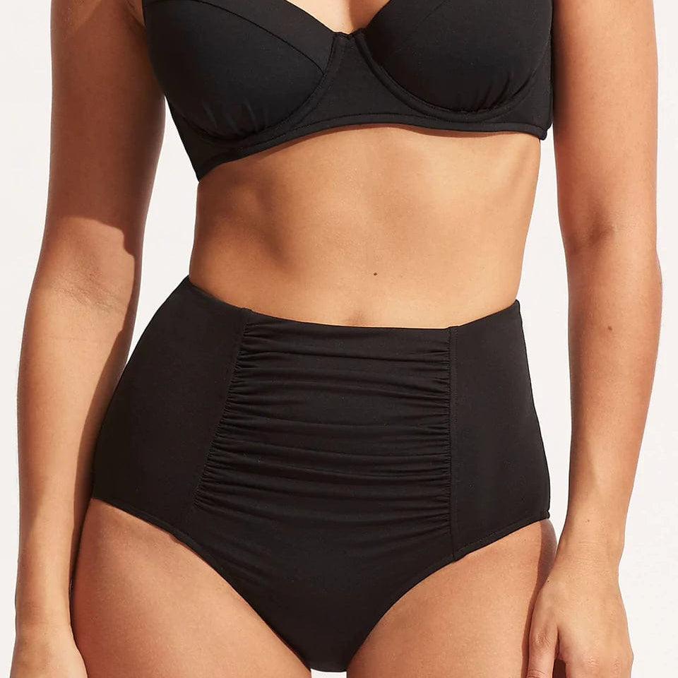 Seafolly Collective High Waisted Pant - Black Splash Swimwear Bikini Bottoms