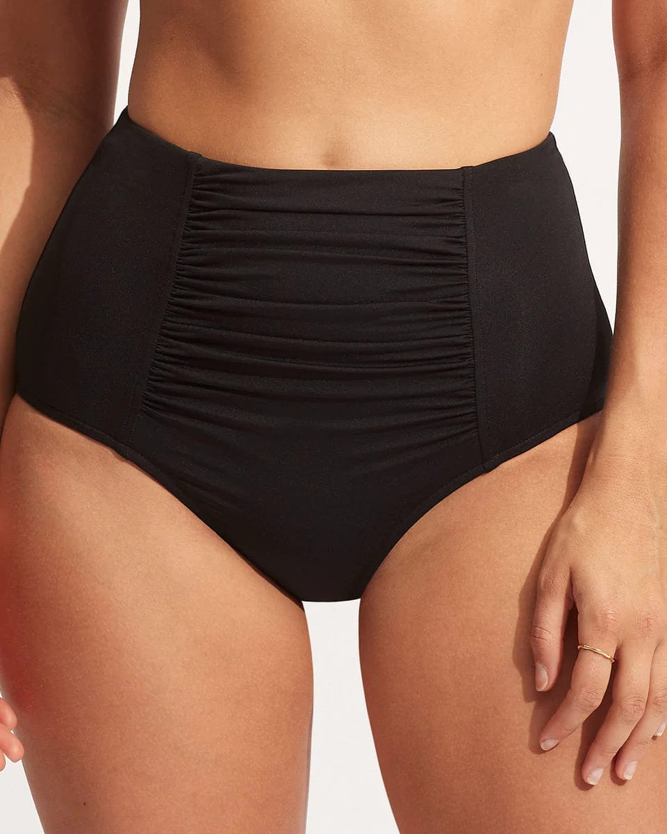 Seafolly Collective High Waisted Pant - Black Splash Swimwear Bikini Bottoms