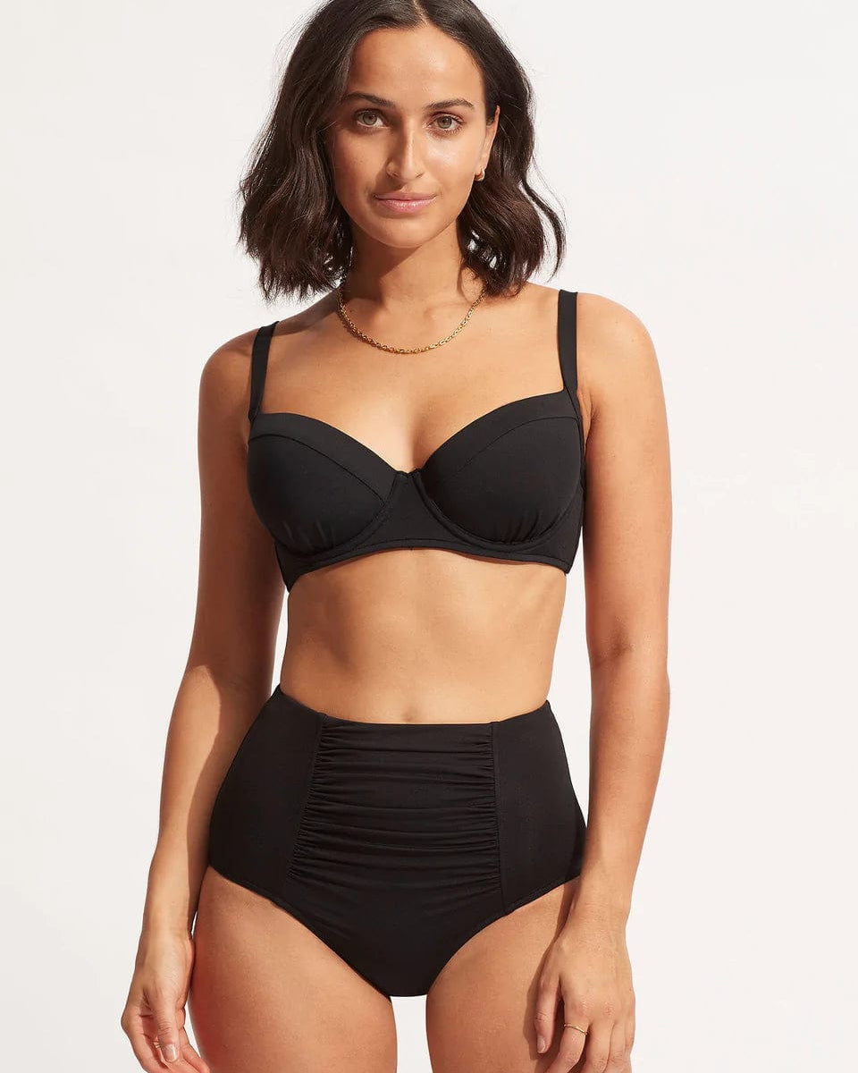 Seafolly Collective High Waisted Pant - Black Splash Swimwear Bikini Bottoms
