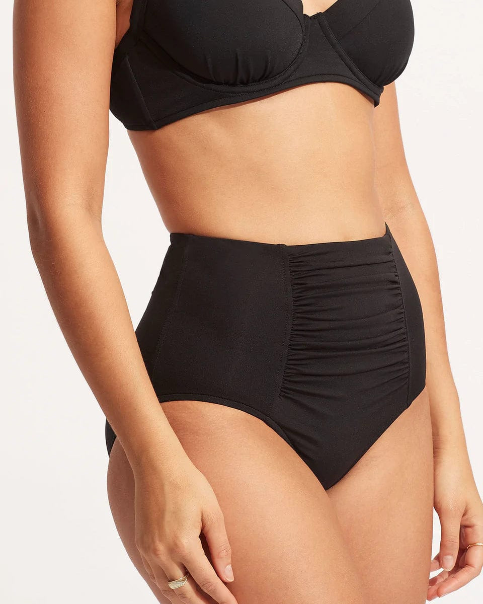 Seafolly Collective High Waisted Pant - Black Splash Swimwear Bikini Bottoms