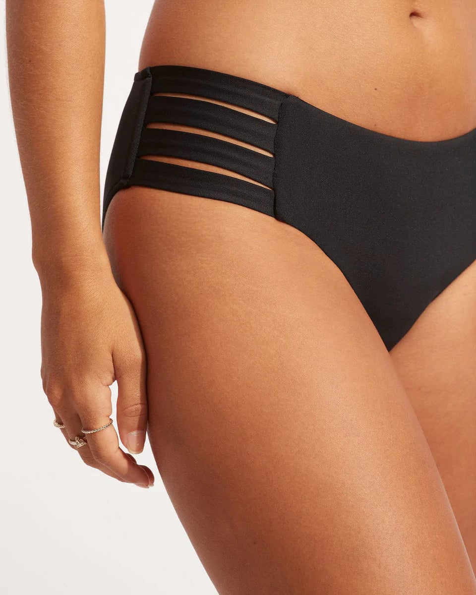 Seafolly Collective Multi Strap Hipster - Black Seafolly Active Multi Strap Hipster - Black Splash Swimwear Bikini Bottoms