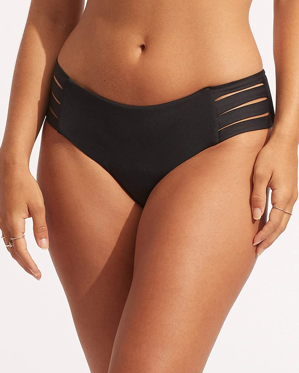 Seafolly Collective Multi Strap Hipster - Black 40355-942 Seafolly Active Multi Strap Hipster - Black Splash Swimwear Bikini Bottoms 8 9349623115304