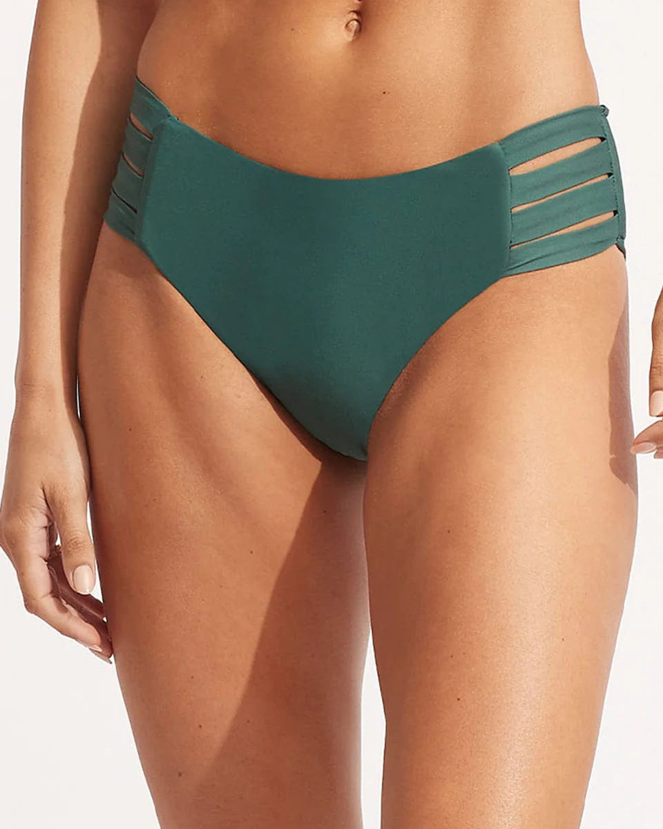 Seafolly Collective Multi Strap Hipster Pant - Evergreen Seafolly Active Multi Strap Hipster - Black Splash Swimwear Bikini Bottoms
