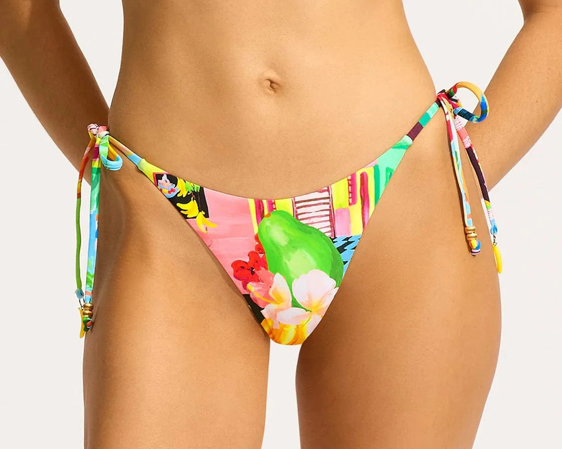 Seafolly Cuba Tie Side Rio Bikini Bottom - Turquoise Seafolly Cuba Tie Side Rio Bikini Bottom - Turquoise Splash Swimwear