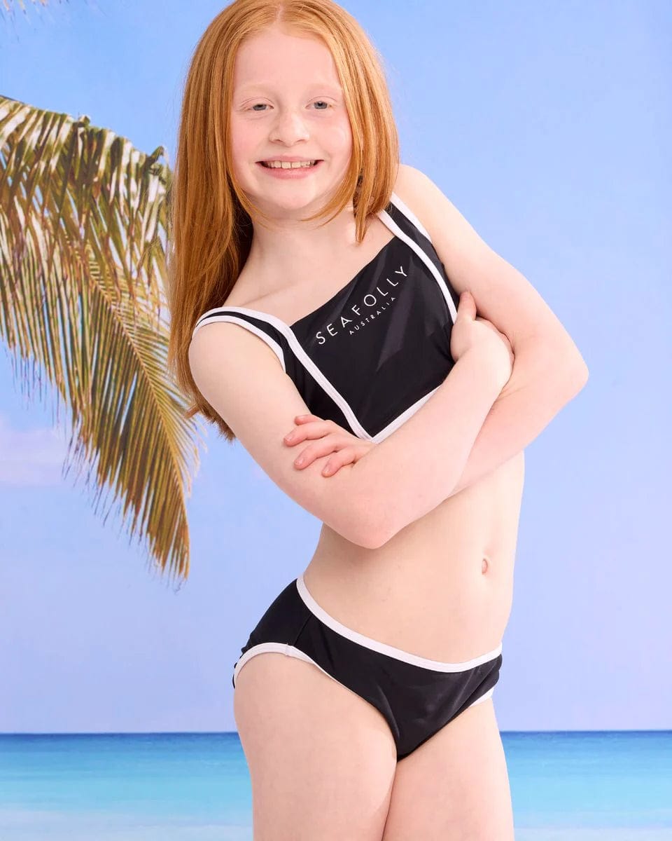 Seafolly Girls Girls Essentials Bikini SFSFSWM0052 Seafolly Girls Essentails Paddle Suit - Black Splash Swimwear Kids Swimwear Black / G8 9354667072957