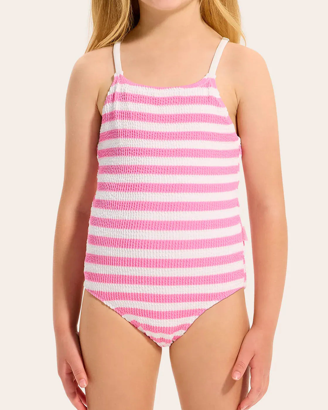 Seafolly Girls Seafolly Girls Texture One Piece Swimsuit - Candy Pink Seafolly Girls Gingham Bikini Splash Swimwear Kids Swimwear