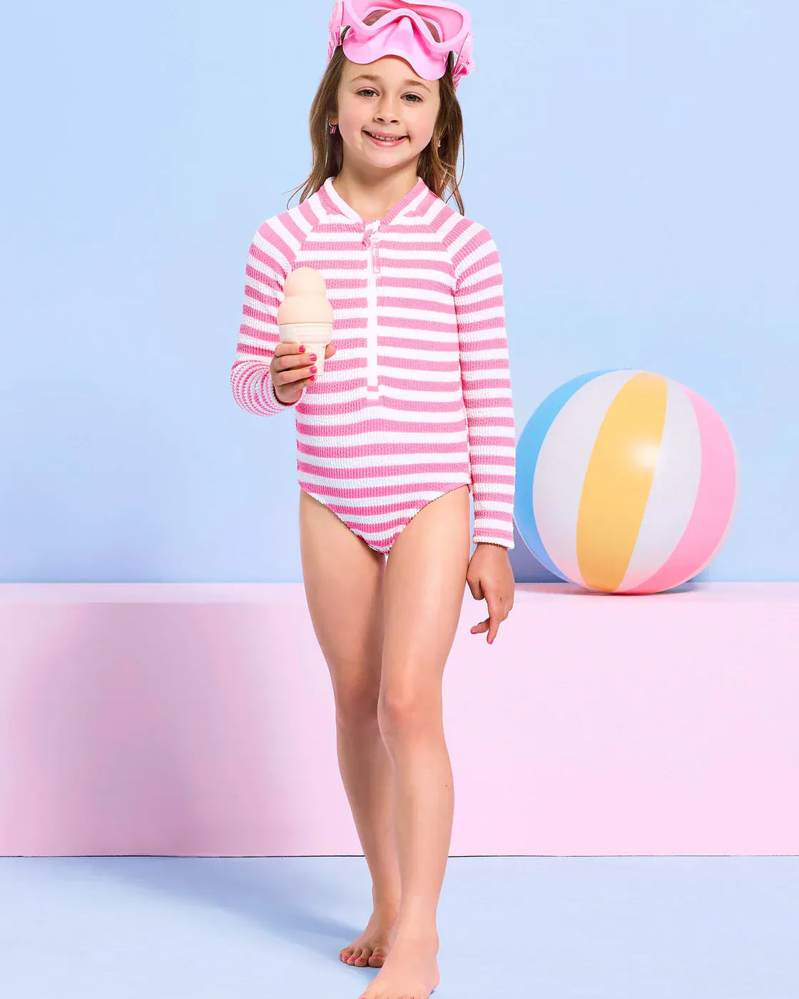 Seafolly Girls Seafolly Girls Textured Paddlesuit - Candy Pink Seafolly Girls Textured Paddlesuit - Candy Pink Splash Swimwear Kids Swimwear
