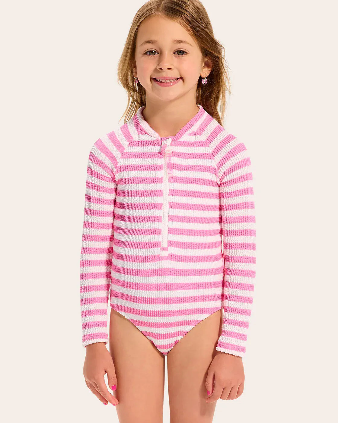 Seafolly Girls Seafolly Girls Textured Paddlesuit - Candy Pink Seafolly Girls Textured Paddlesuit - Candy Pink Splash Swimwear Kids Swimwear