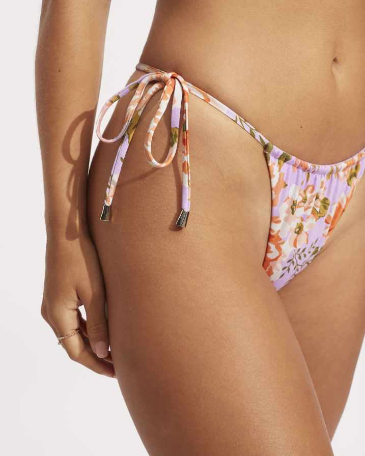 Seafolly Paradise Garden Drawstring Tie Side Rio Pant - Avocado Splash Swimwear Bikini Bottoms