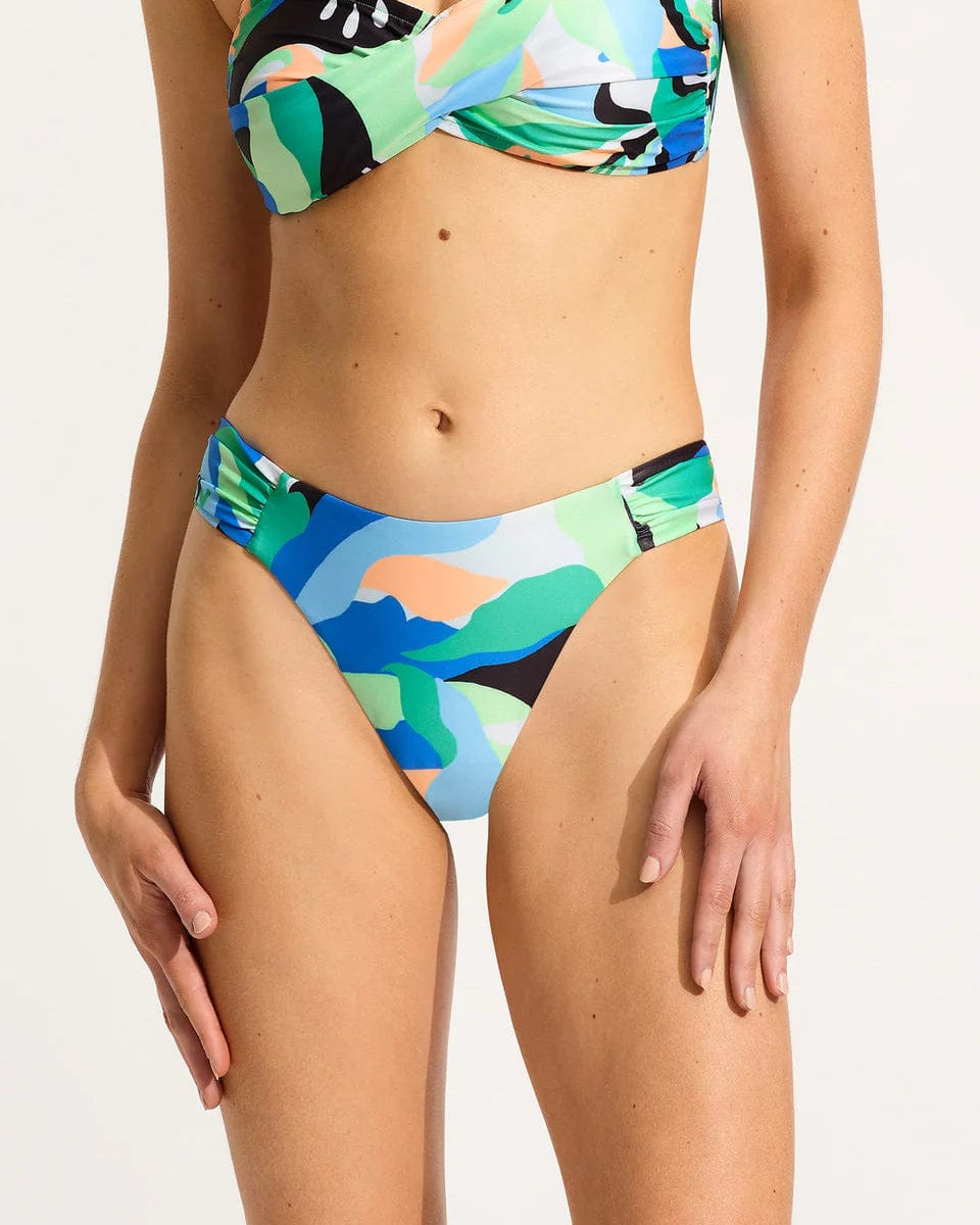 Seafolly Rio High Leg Ruched Side Pant - Jade Seafolly Rio High Leg Ruched Side Pant - Jade Splash Swimwear Bikini Bottoms