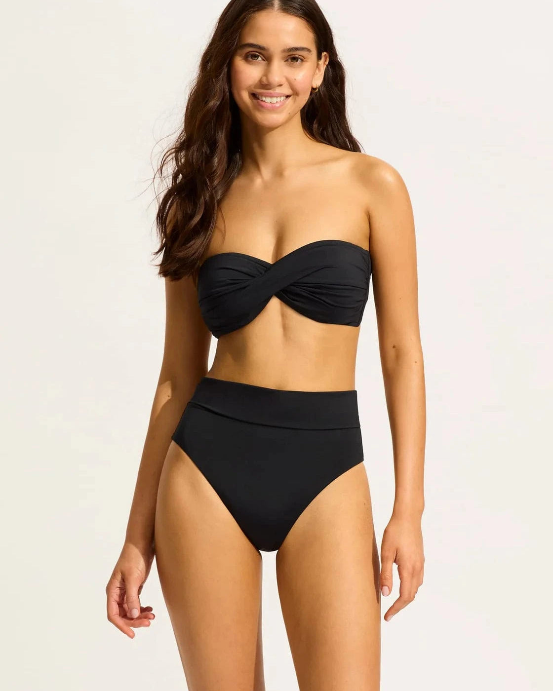 Seafolly S.Collective Twist Bandeau - Black S.Collective Twist Bandeau - Black Splash Swimwear Bikini Bottoms