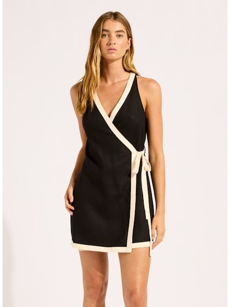 Seafolly Seafolly Beach Bound Mini Wrap Dress - Black Seafolly Beach Bound Mini Wrap Dress - Black Splash Swimwear