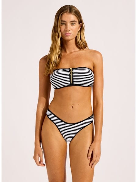 Seafolly Seafolly Clubhouse Zip Front Bandeau & Scoop High Cut Rio Bikini Set - Black 30467-281+40707-281-10 Seafolly Clubhouse Zip Front Bandeau & Scoop High Cut Rio Bikini Set - Black Splash Swimwear Bikini Set 10 48698481001305