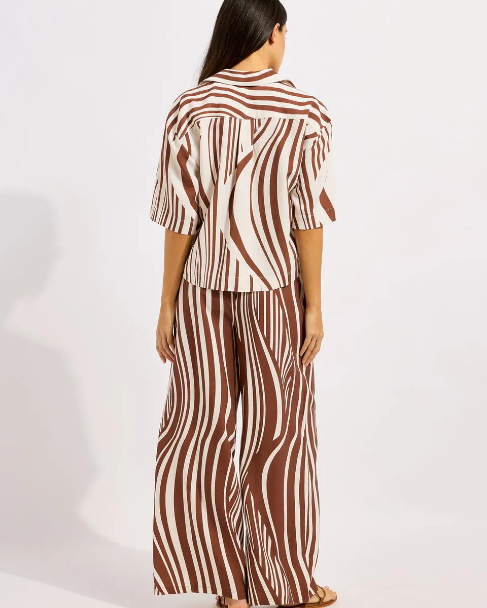 Seafolly Seafolly Coastline Drawcord Wide Leg Pant - Cocoa Seafolly Coastline Drawcord Wide Leg Pant - Cocoa Splash Swimwear Womens Pants