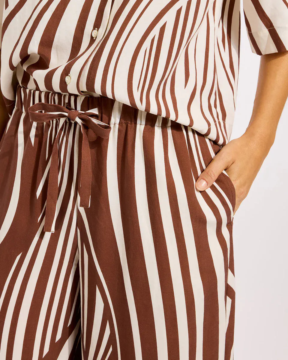 Seafolly Seafolly Coastline Drawcord Wide Leg Pant - Cocoa Seafolly Coastline Drawcord Wide Leg Pant - Cocoa Splash Swimwear Womens Pants