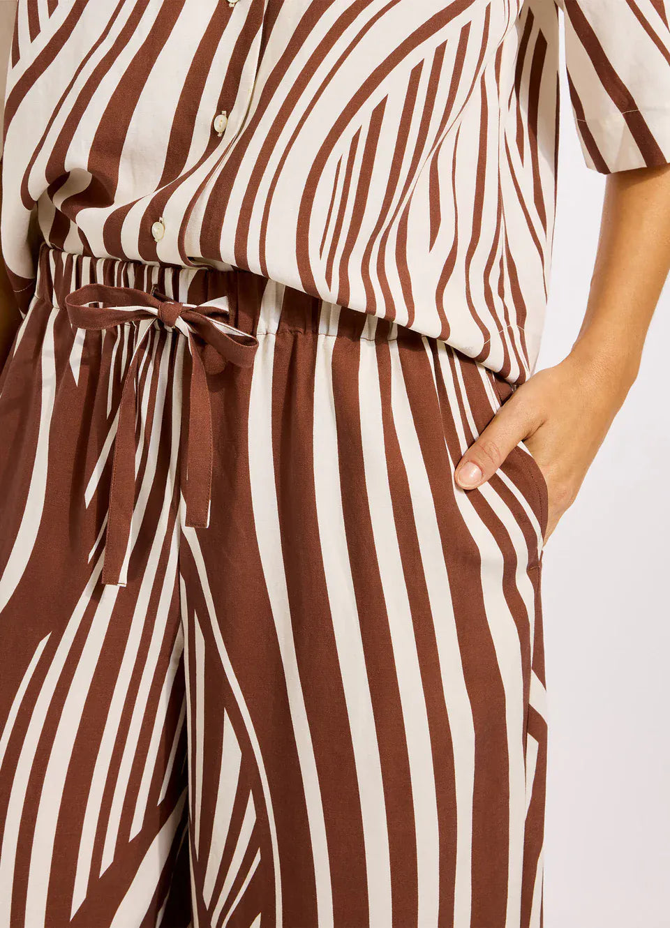 Seafolly Seafolly Coastline Drawcord Wide Leg Pant - Cocoa Seafolly Coastline Drawcord Wide Leg Pant - Cocoa Splash Swimwear Womens Pants