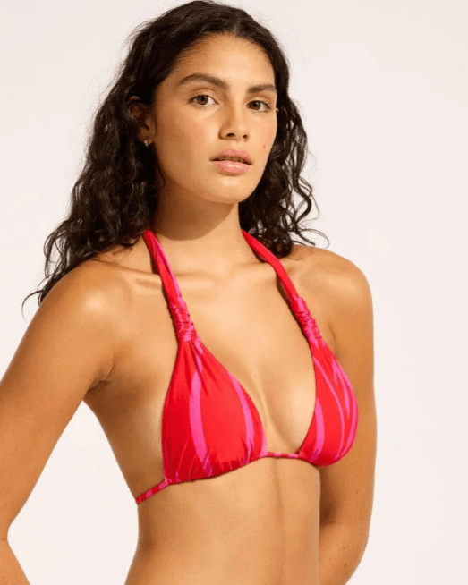 Seafolly Seafolly Coastline Multi Fit Longline Tri Tie Side Rio Pant Bikini Set - Flame Seafolly Coastline Multi Fit Longline Tri Tie Side Rio Pant Bikini Set - Flame Splash Swimwear Bikini Set