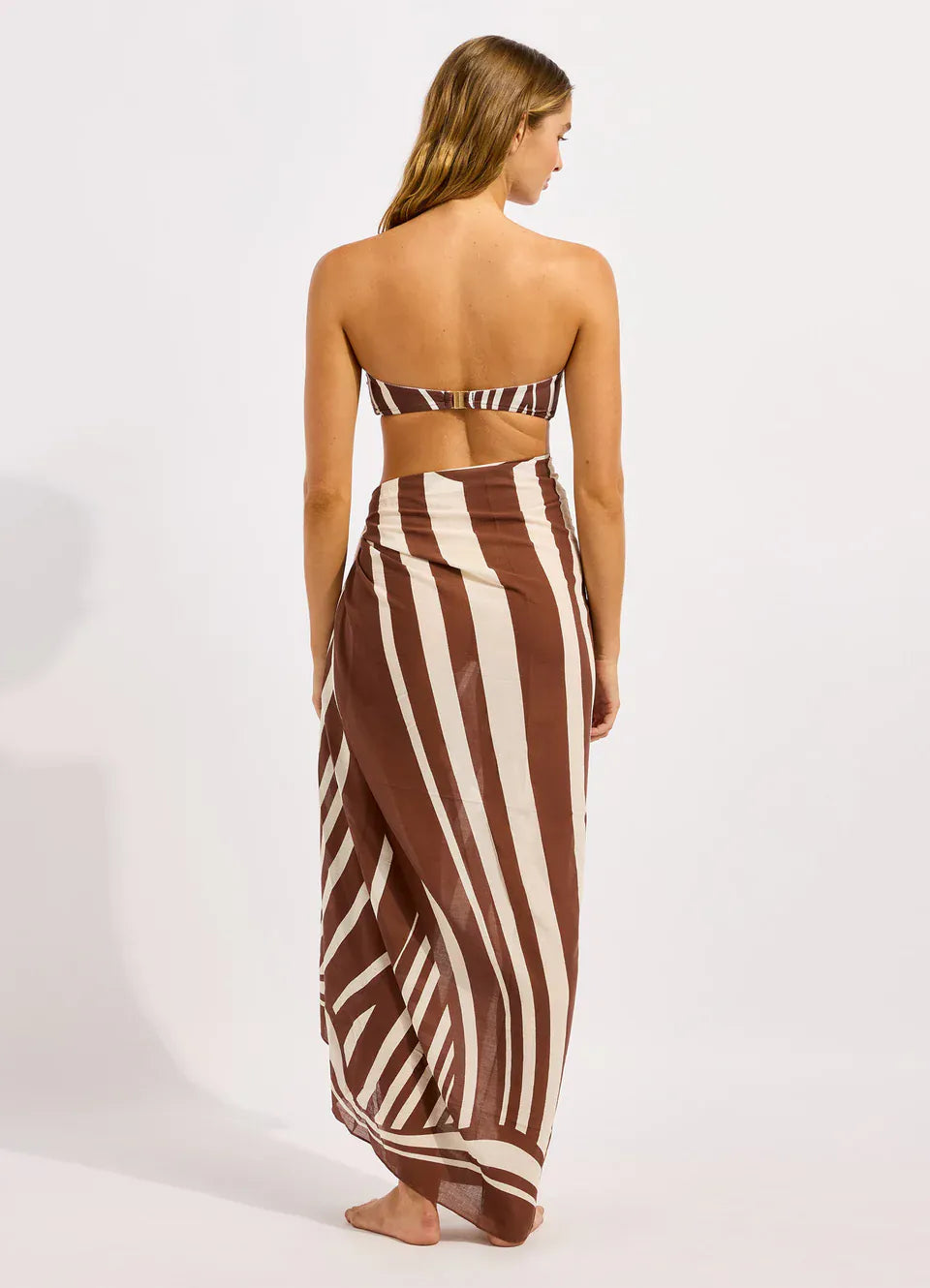Seafolly Seafolly Coastline Sarong - Cocoa 55539-SG Seafolly Coastline Sarong - Cocoa Splash Swimwear Sarongs 1000029797