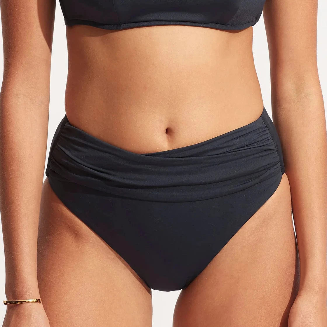 Seafolly Seafolly Collective High Waist Wrap Front 40643-942 Seafolly Collective High Waist Wrap Front Splash Swimwear Bikini Bottoms True Navy / 8 9349623117049