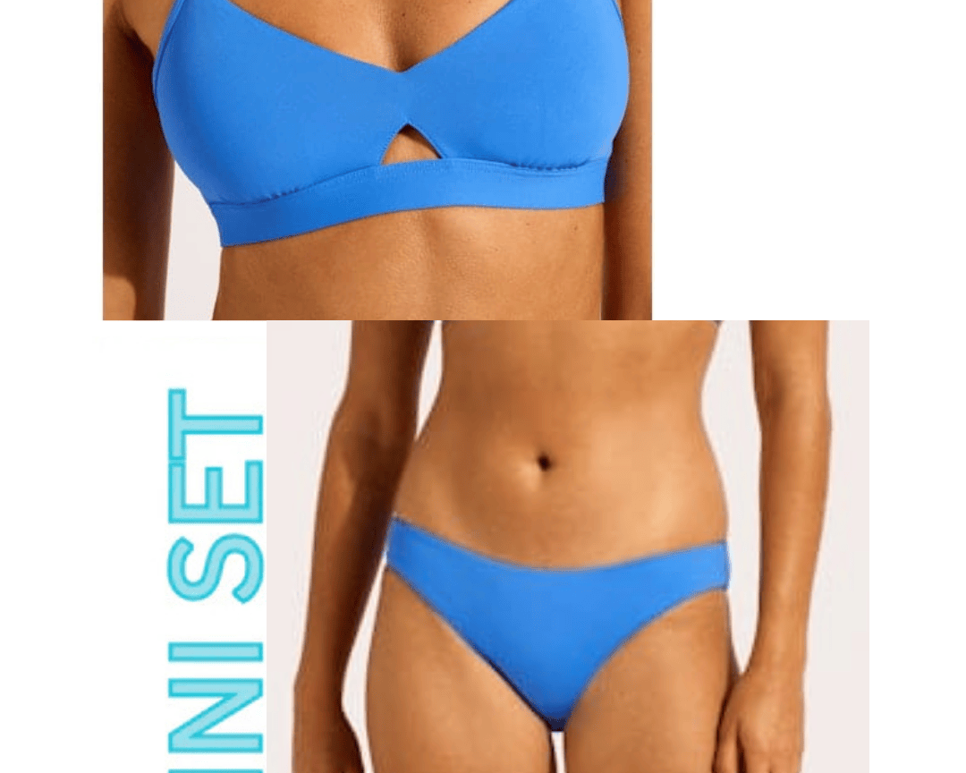 Seafolly Seafolly Collective Hybrid Bralette & Hipster Pant Seafolly Collective Hybrid Bralette & Hipster Pant Splash Swimwear Bikini Set AU8/US4 / Sapphire
