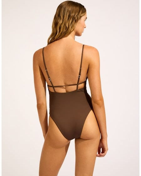 Seafolly Seafolly Collective V Neck One Piece - Dark Chocolate Seafolly Collective V Neck One Piece - Dark Chocolate Splash Swimwear One Pieces