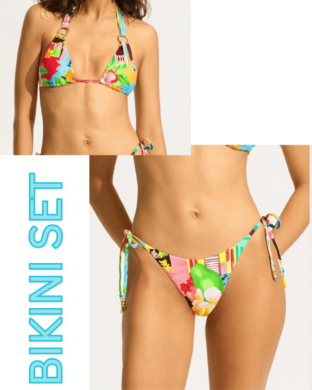 Seafolly Seafolly Cuba Slide Triangle Bikini Top & Tie Side Rio Bikini Bottom Bikini Set - Turquoise Seafolly Cuba Slide Triangle Bikini Top & Tie Side Rio Bikini Splash Swimwear Bikini Set AU12/US8 1000028920