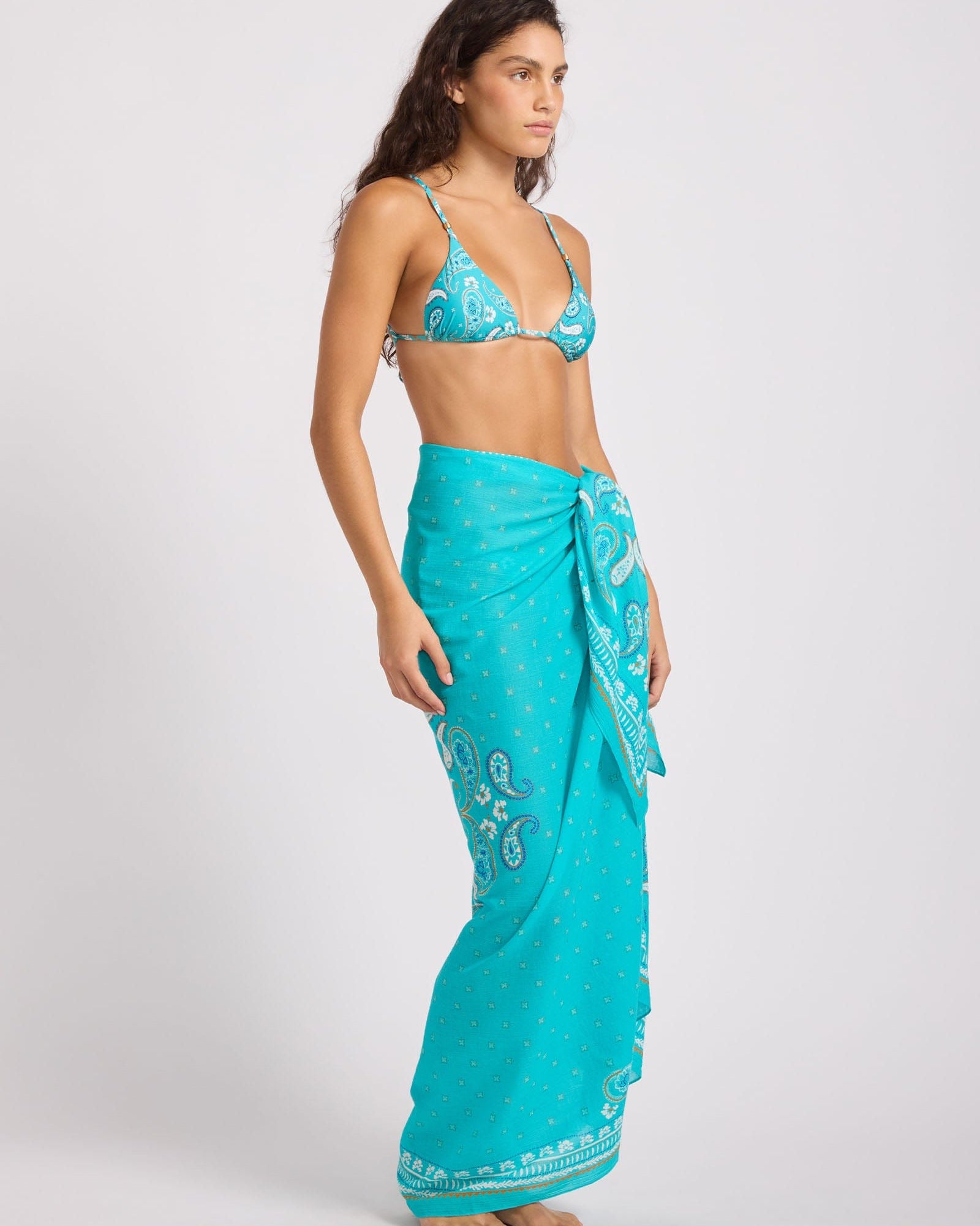 Seafolly Seafolly Drift Club Bandana Bandana Sarong - Turquoise Sea 55817-SG.TurquoiSea Seafolly Drift Club Bandana Bandana Sarong - Turquoise Sea Splash Swimwear OS 1000033299