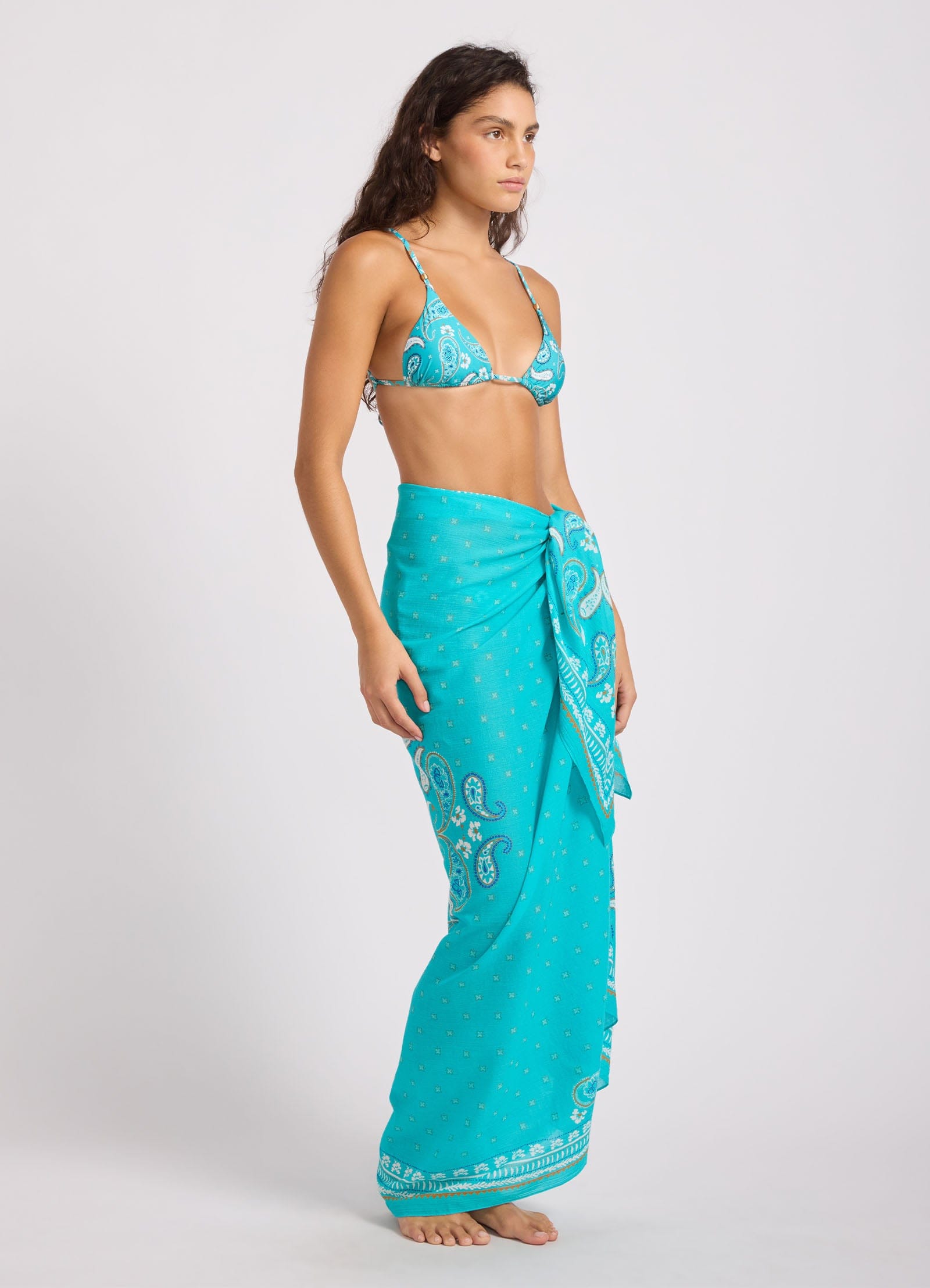 Seafolly Seafolly Drift Club Bandana Bandana Sarong - Turquoise Sea 55817-SG.TurquoiSea Seafolly Drift Club Bandana Bandana Sarong - Turquoise Sea Splash Swimwear OS 1000033299