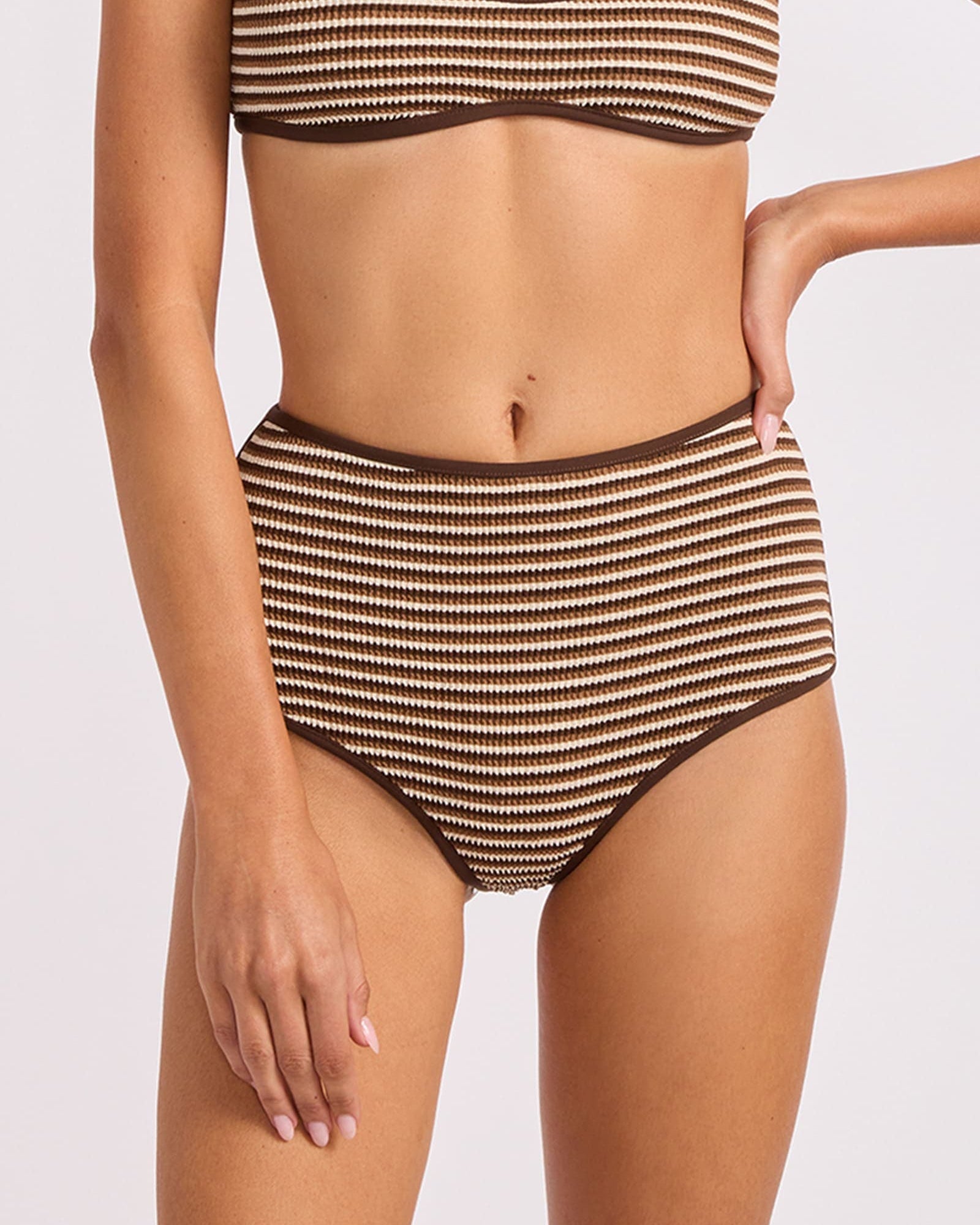 Seafolly Seafolly Horizon High Waisted Pant - Mocha Seafolly Horizon High Waisted Pant - Mocha Splash Swimwear