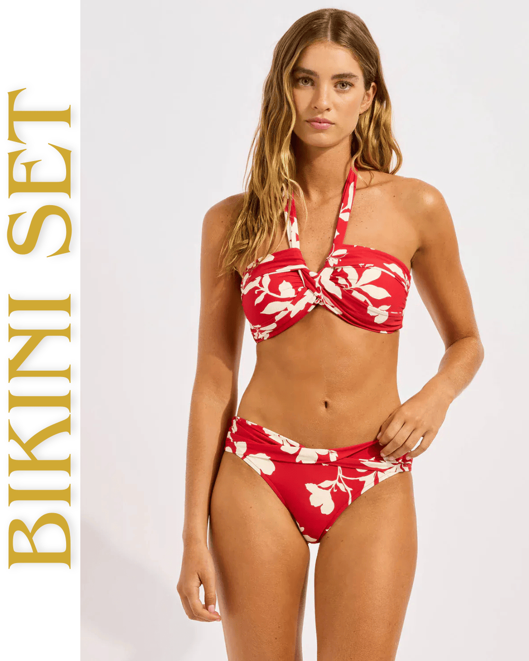 Seafolly Seafolly Mayflower Bandeau & Twist Band Hipster Bikini Set - Cosmo Red 44320-299 Seafolly Mayflower Bandeau & Twist Band Hipster Bikini Set - Cosmo Red Splash Swimwear Bikini Set AU10/US6 9360519193626
