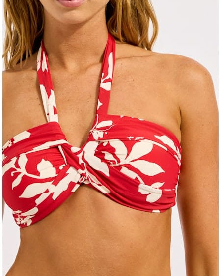 Seafolly Seafolly Mayflower Halter Bandeau - Cosmo Red Seafolly Mayflower Halter Bandeau - Cosmo Red Splash Swimwear Bikini Tops