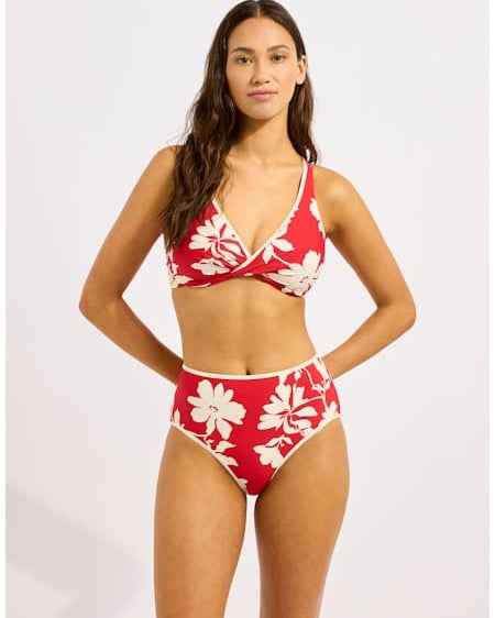 Seafolly Seafolly Mayflower High Waisted Pant - Cosmo Red Seafolly Mayflower High Waisted Pant - Cosmo Red Splash Swimwear Bikini Bottoms