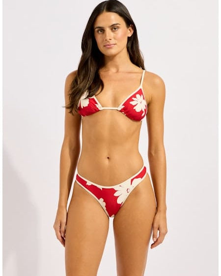 Seafolly Seafolly Mayflower Scoop High Cut Rio - Cosmo Red Seafolly Mayflower Scoop High Cut Rio - Cosmo Red Splash Swimwear Bikini Bottoms