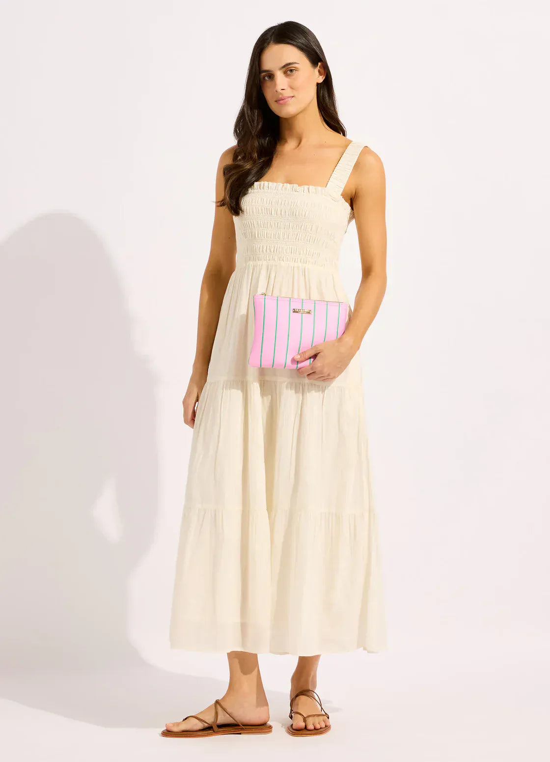 Seafolly Seafolly Mosaic Stripe Bikini Bag - Parfait Pink 72206-BG Seafolly Mosaic Stripe Bikini Bag - Parfait Pink Splash Swimwear OS 9360519203028