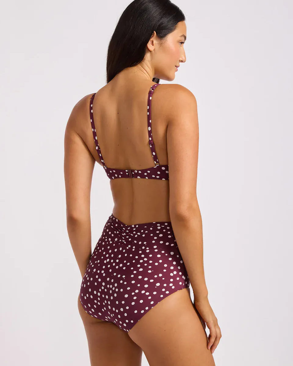 Seafolly Seafolly Ruched Band High Waist Pant - Dark Burgundy Ruched Band High Waist Pant | Seafolly Splash Swimwear Pants