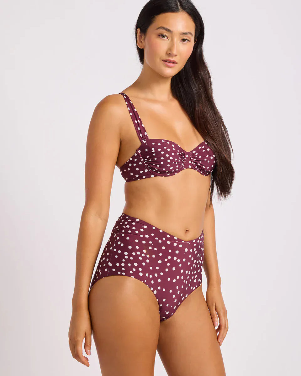 Seafolly Seafolly Ruched Band High Waist Pant - Dark Burgundy Ruched Band High Waist Pant | Seafolly Splash Swimwear Pants