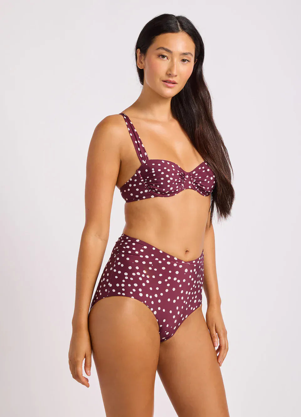Seafolly Seafolly Ruched Band High Waist Pant - Dark Burgundy Ruched Band High Waist Pant | Seafolly Splash Swimwear Pants