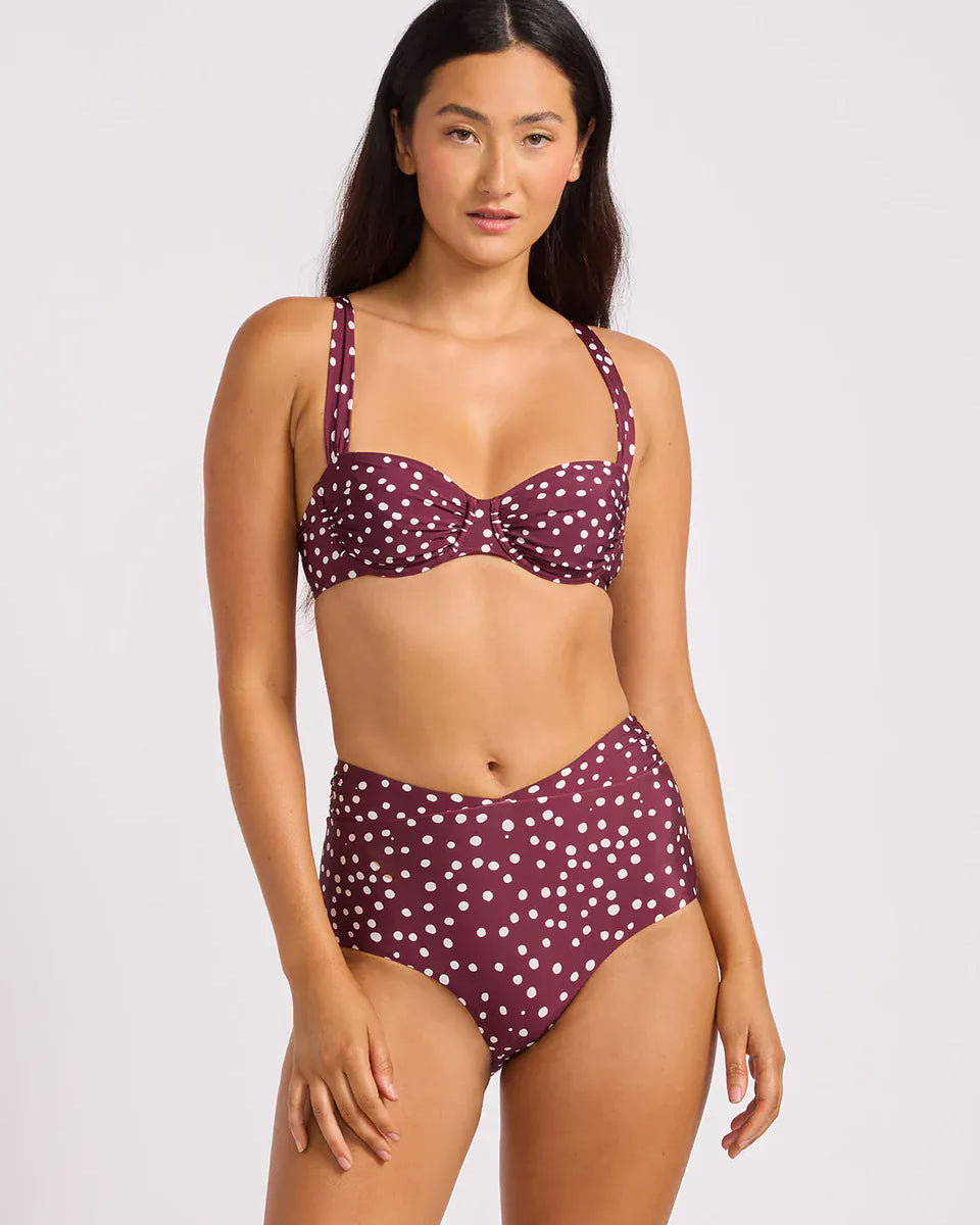 Seafolly Seafolly Ruched Band High Waist Pant - Dark Burgundy Ruched Band High Waist Pant | Seafolly Splash Swimwear Pants