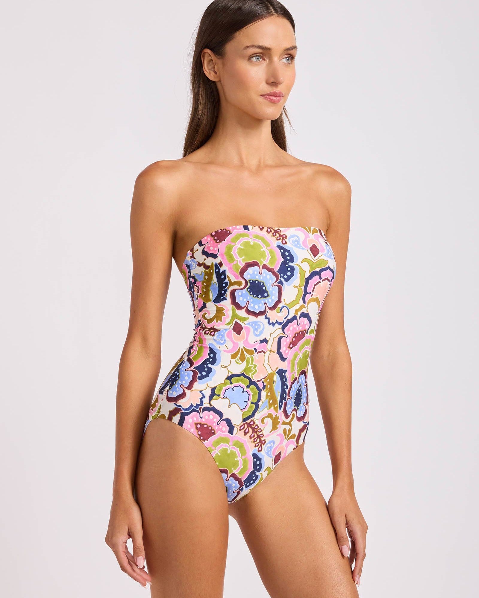 Seafolly Seafolly Sea Blossom Bandeau One Piece Seafolly Sea Blossom Bandeau One Piece Splash Swimwear
