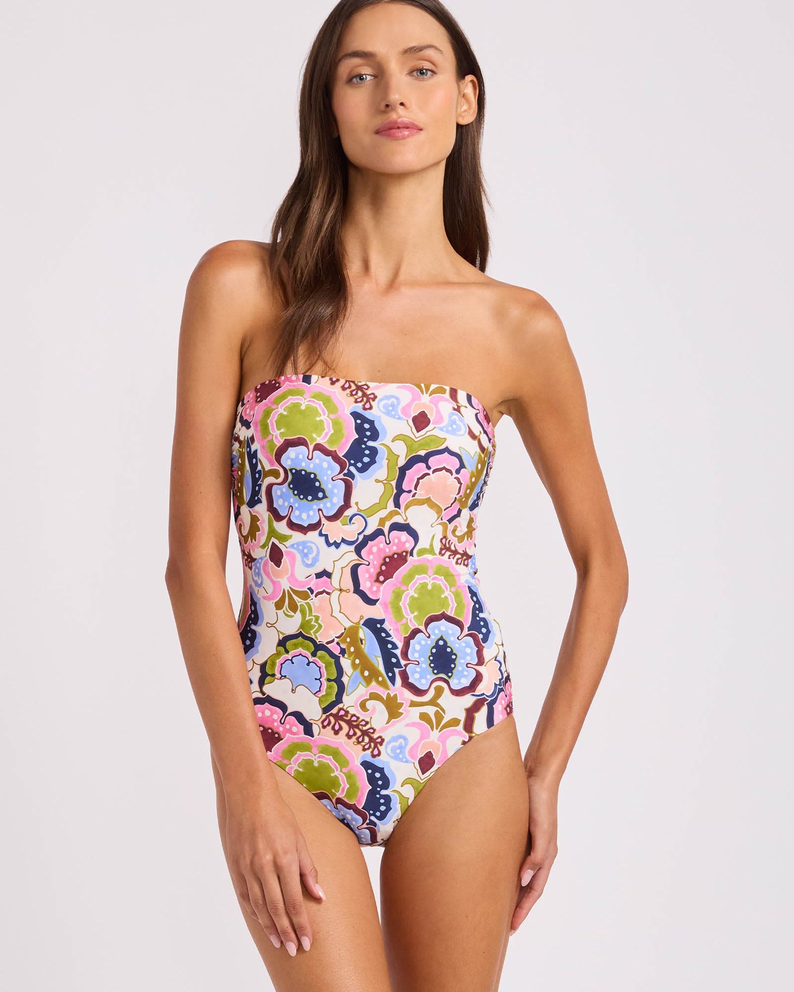Seafolly Seafolly Sea Blossom Bandeau One Piece Seafolly Sea Blossom Bandeau One Piece Splash Swimwear