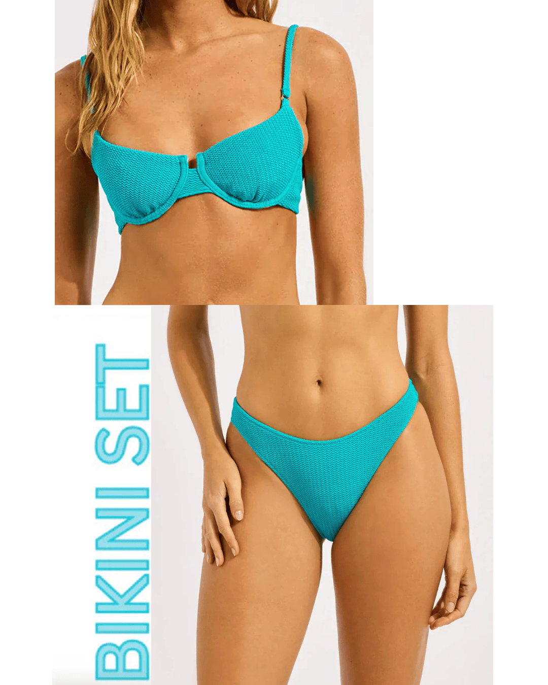 Seafolly Seafolly Sea Dive Underwire Bra & High Cut Pant - Caribbean Blue Seafolly Sea Dive Underwire Bra & High Cut Pant - Caribbean Blue Splash Swimwear Bikini Set AU8/US4