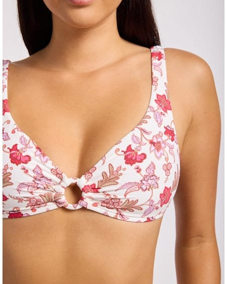 Seafolly Seafolly Summer Chintz MultiFit Ring Front Tank MultiFit Ring Front Tank Ecru | Seafolly Splash Swimwear Bikini Tops