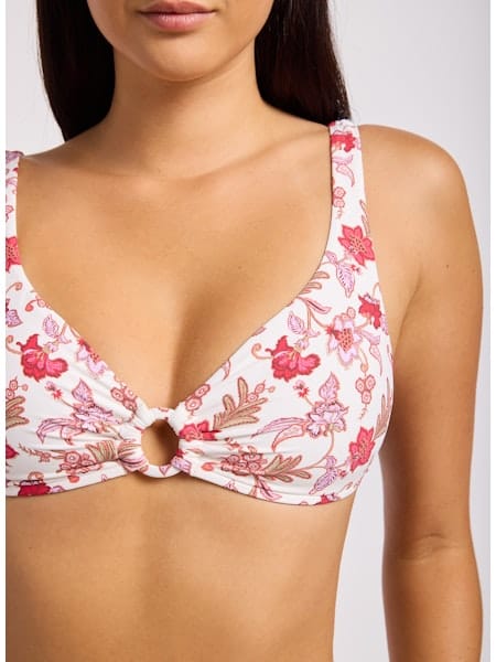 Seafolly Seafolly Summer Chintz MultiFit Ring Front Tank MultiFit Ring Front Tank Ecru | Seafolly Splash Swimwear Bikini Tops