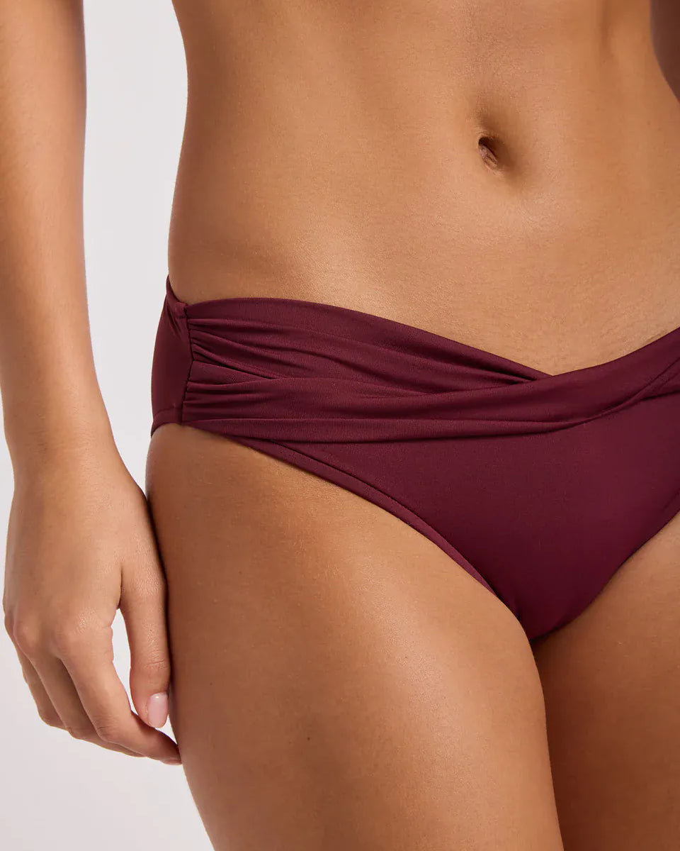Seafolly Seafolly Twist Band Mini Hipster Pant - Burgundy Seafolly Twist Band Mini Hipster Pant | Seafolly Splash Swimwear Bikini Bottoms