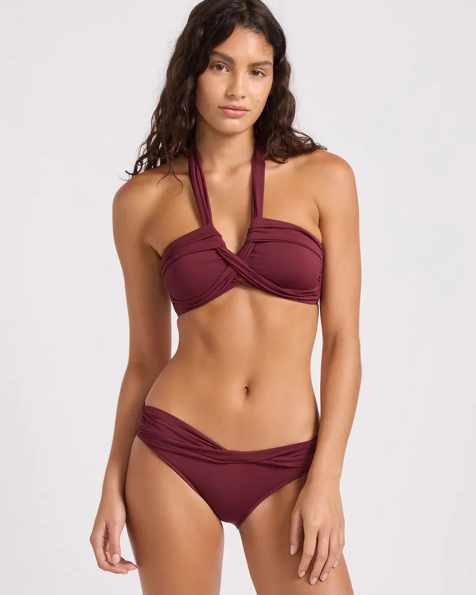 Seafolly Seafolly Twist Band Mini Hipster Pant - Burgundy Seafolly Twist Band Mini Hipster Pant | Seafolly Splash Swimwear Bikini Bottoms