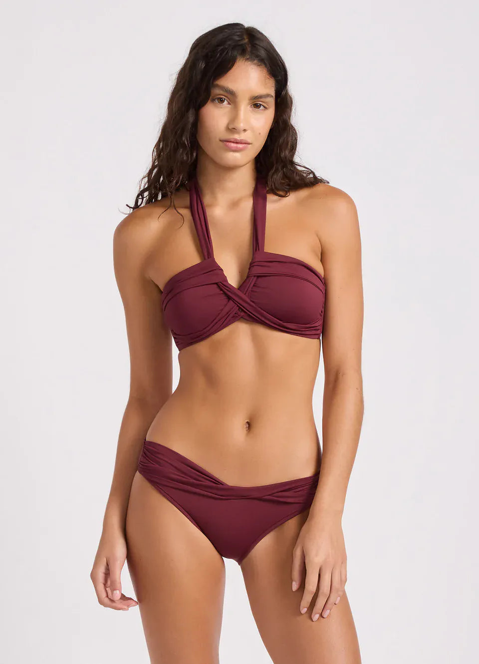 Seafolly Seafolly Twist Band Mini Hipster Pant - Burgundy Seafolly Twist Band Mini Hipster Pant | Seafolly Splash Swimwear Bikini Bottoms