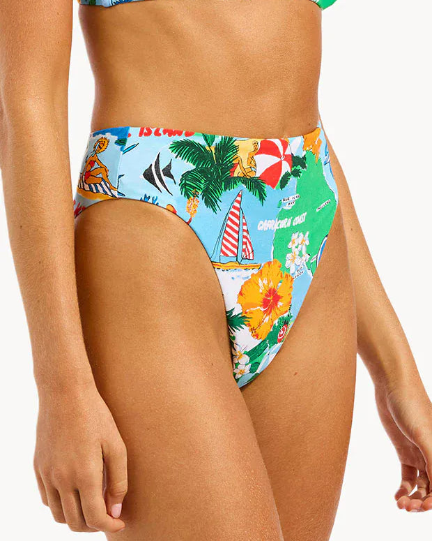 Seafolly Seafolly Viva Vacation High Rise Pant - Powder Blue Seafolly Viva Vacation High Rise Pant - Powder Blue | Australia Splash Swimwear Bikini Bottoms