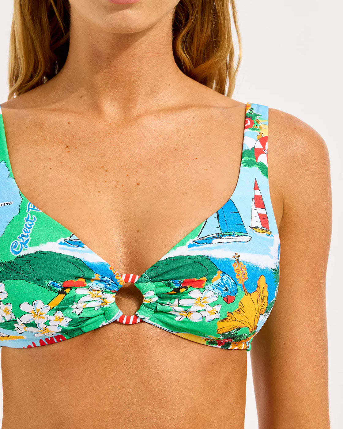 Seafolly Seafolly Viva Vacation Ring Front Tank - Powder Blue Seafolly Secret Garden Ring Front Tank - Jade Splash Swimwear Bikini Tops