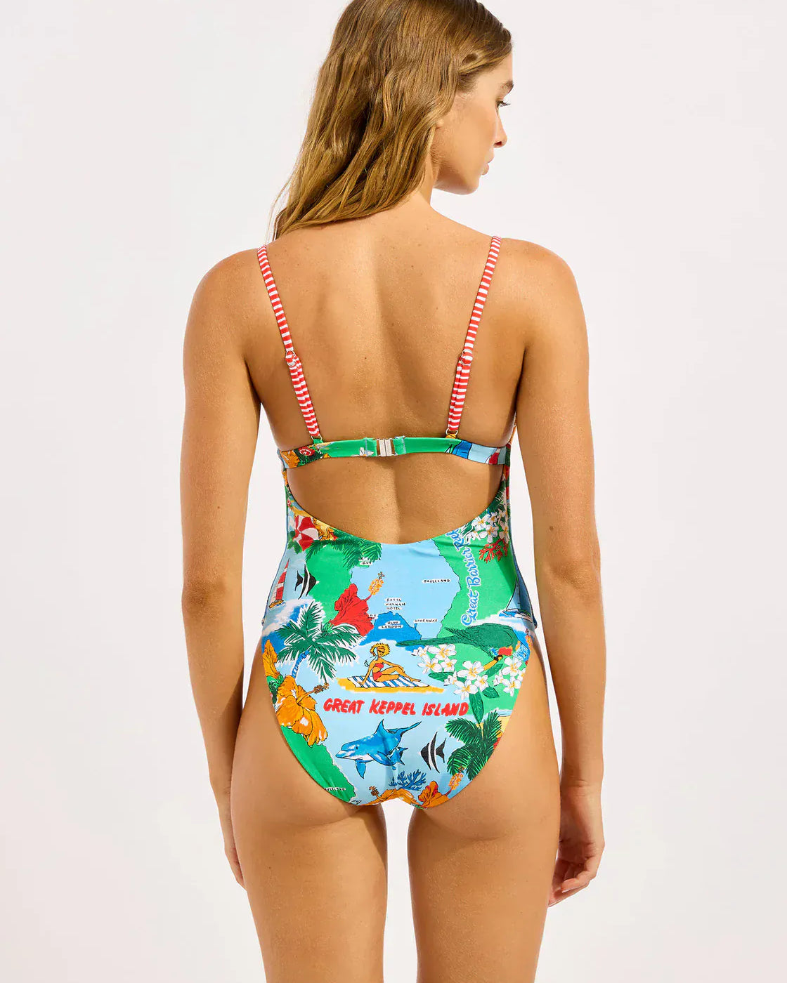 Seafolly Seafolly Viva Vacation Square Neck One Piece - Powder Blue Seafolly Viva Vacation Square Neck One Piece - Powder Blue Splash Swimwear One Pieces